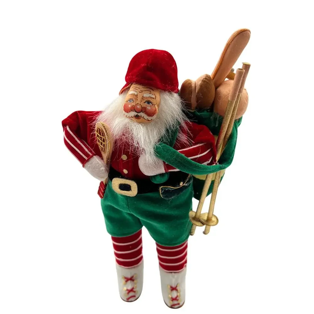 Annalee Mobilitee Sports Santa‎ Tennis Red Green Doll Figurine Christmas 12